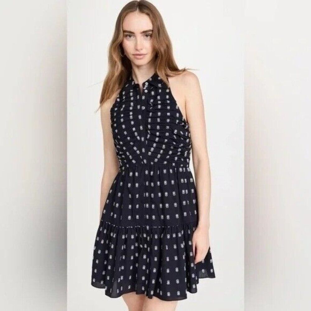 Cinq à Sept Beryl Ruched Navy Dress Size 2 NEW Cocktail Mini Party NEW
